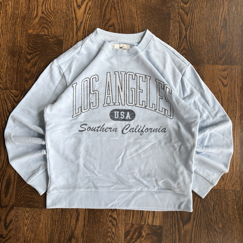 Hollister Los Angeles Crewneck Sweatshirt S Blue Southern California Graphic Y2K